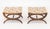 French Louis XVI Style Upholstered Curule Stools, Pair For Sale - Image 3 of 6