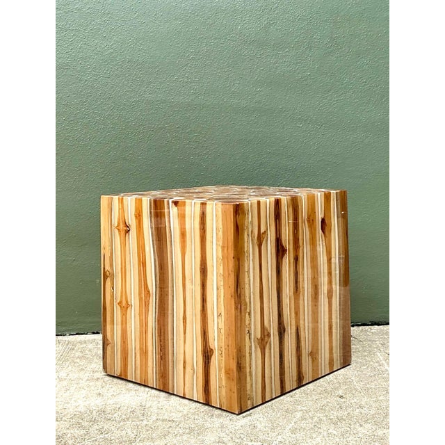 Vintage Natural Wood Block Accent Table For Sale - Image 11 of 18