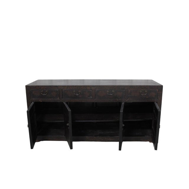 Circa 1926 Antique Chinese Dark Brown Painted Sideboard With Four Drawers and Four Doors For Sale - Image 11 of 13