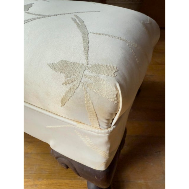Mid-Century Period Chippendale Style Upholstered Footstool in White For Sale - Image 9 of 9
