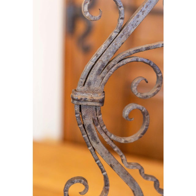 Brown Pair of Italian Wrought-Iron Plant Stands with Scrolling Motifs, circa 1900 For Sale - Image 8 of 8