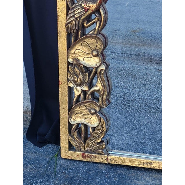 1950 Heavily Carved Hollywood Chinese With Birds Mirror New Glass. For Sale - Image 11 of 16