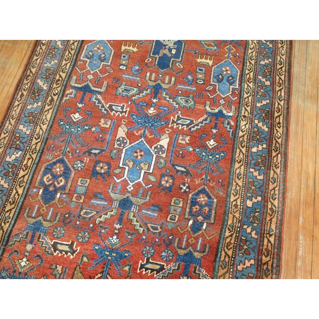 Early 20th Century Rust Salmon Persian Runner - 3'11" x 12'5" For Sale In New York - Image 6 of 9