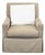 Lee Industries Beige Swivel Lounge Chair With Skirted Base and Accent Pillow For Sale