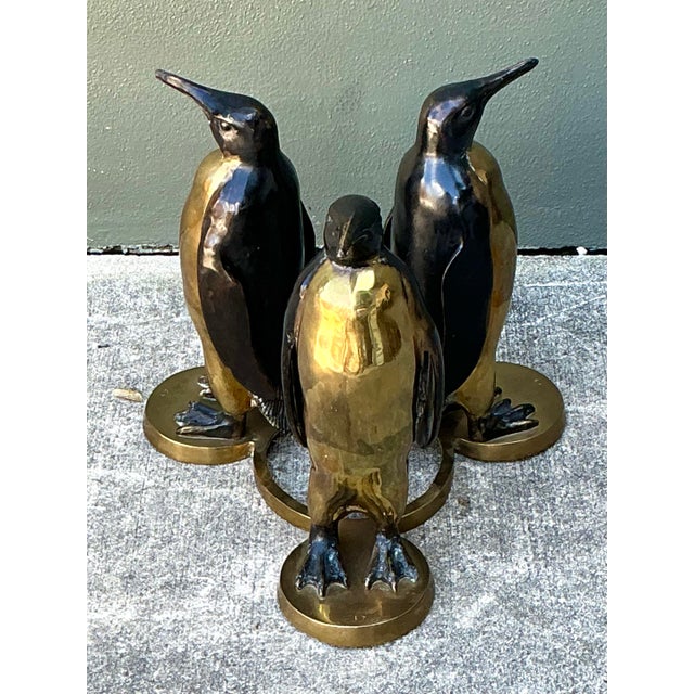 Vintage Bronze and Brass Penguin Table After Joseph D’aste For Sale - Image 11 of 12