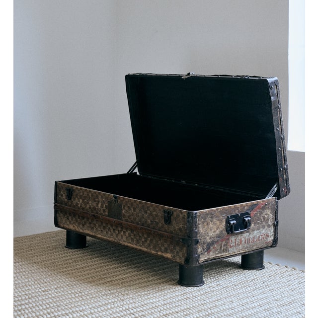 Rustic European Vintage Checkerboard Trunk Coffee Table For Sale - Image 3 of 17