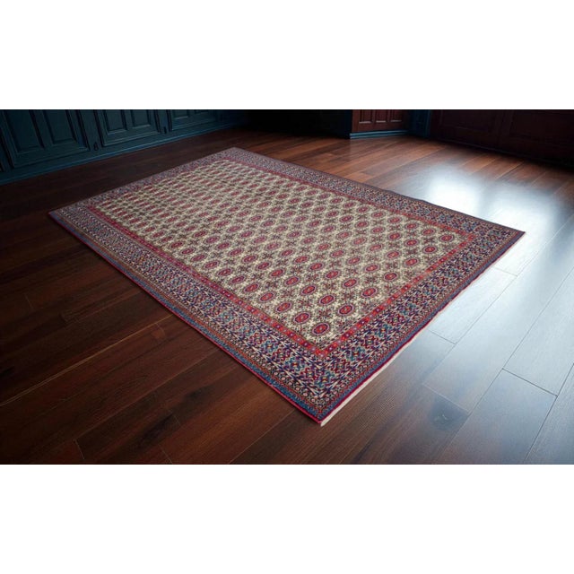 Modern Vintage Turkish Rug Hand-Knotted Wool Boho Chic Rug, - 6'4"x 9'9" For Sale - Image 3 of 15