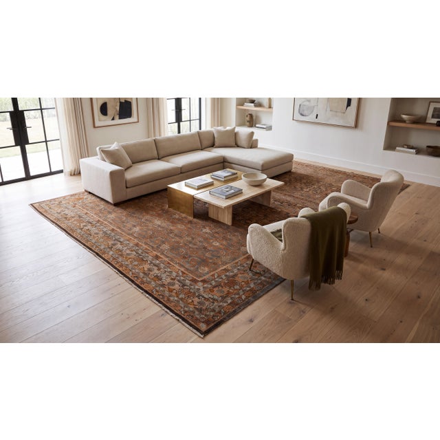 Hand-knotted in fine wool during the late 19th century, this antique Malayer Style rug showcases a refined all-over...