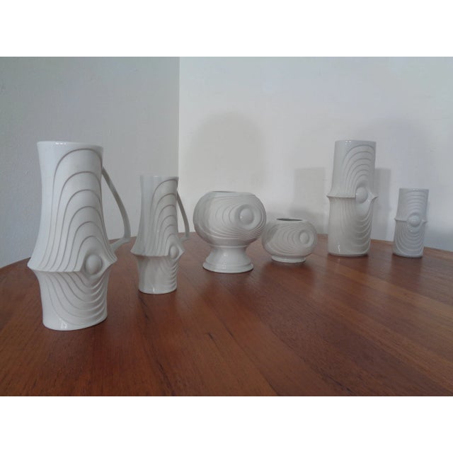 Six OP Art Vase from the 1960s by Royal KPM. Marked with: 783/16, 783/19, 778/8, 760/14, 784/14, 755/24. Height between...