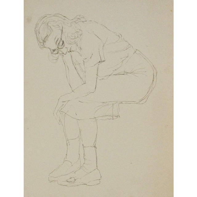 Figurative After a Long Day 1940's Ink For Sale - Image 3 of 3