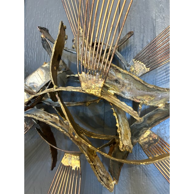 Vintage Brutalist Metal Wall Sculpture For Sale - Image 4 of 11
