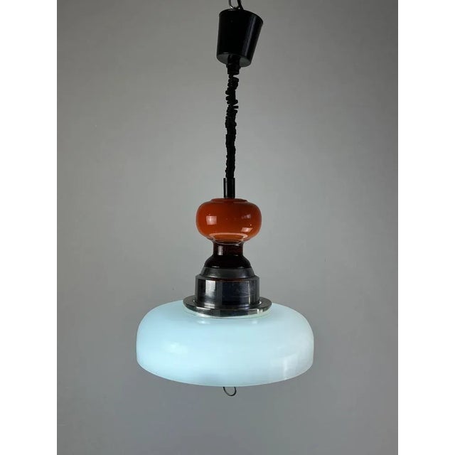 Italian Extendable Hanging Lamp in Ceramic and Glass, 1970s For Sale - Image 11 of 11