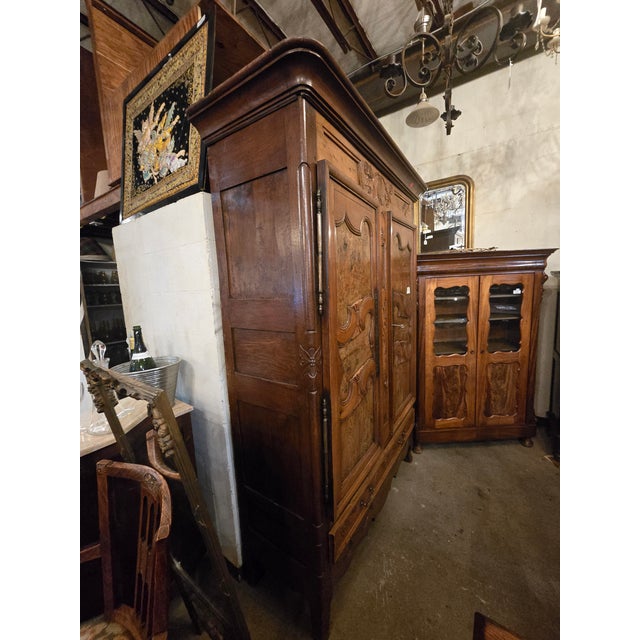Late 19th Century Late 19th Century French Carved Walnut Armoire With Burl Panels For Sale - Image 5 of 10