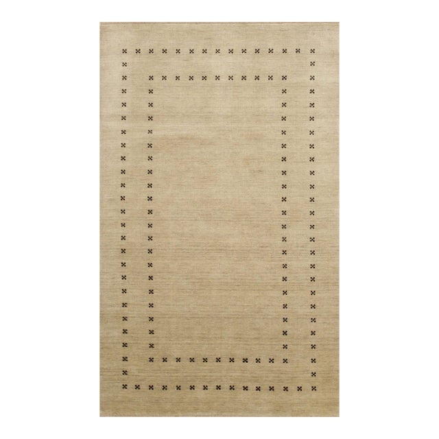 9x12 Jasmine Alluring Beige Solid Open Modern Handmade Wool Carpet Rug For Sale