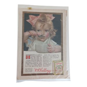 Early 20th Century J. C. Leyendecker Original Kellog's Corn Flakes Magazine Ad 1916, Girl in Pink Bow