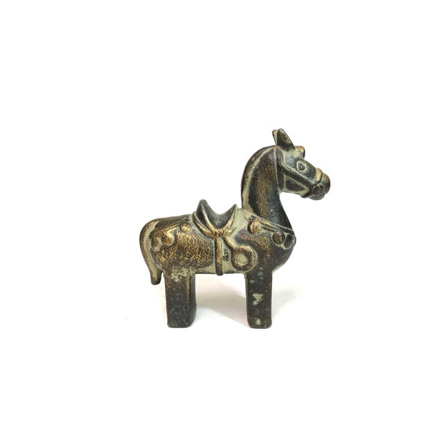 Metal Vintage Heavy Solid Brass Pony Figurines - a Pair For Sale - Image 7 of 7