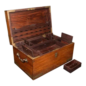 1880s Victorian Antique Campaign Correspondence Box, Indian, Colonial Writing Case