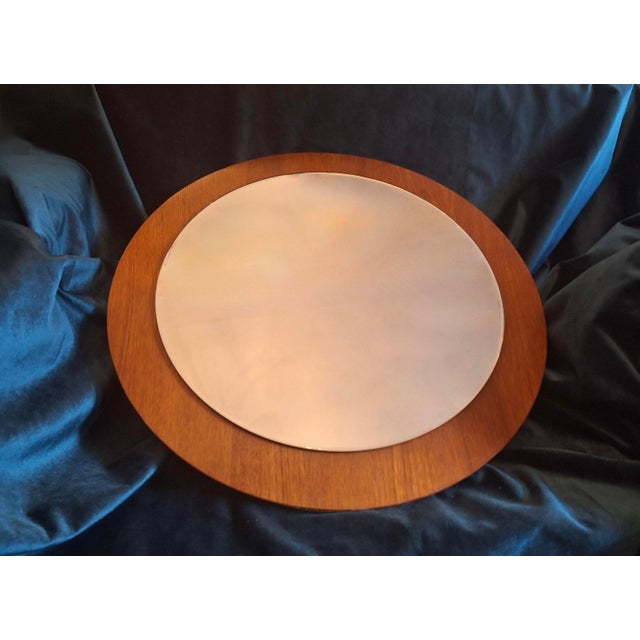 Danish Teak Circular Bevelled Wall Mirror, 1960s For Sale - Image 5 of 8