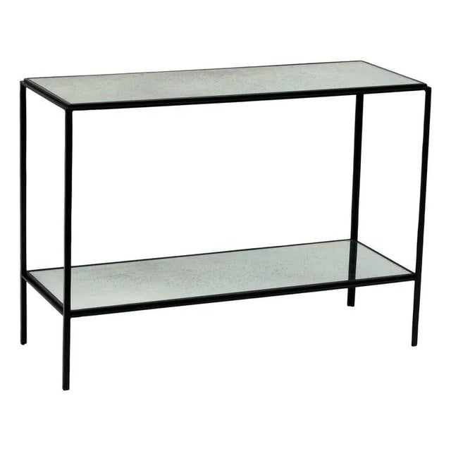 Black The 'Rectiligne' Narrow Mirrored End Table For Sale - Image 8 of 8