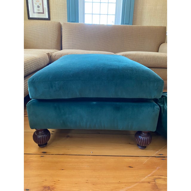 2020s Oversized Custom Evergreen Velvet Ottoman For Sale - Image 5 of 6