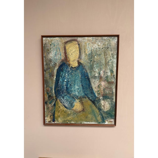 Gösta Falck, Woman in Blue, 1960s, Oil on Canvas, Framed For Sale - Image 6 of 18