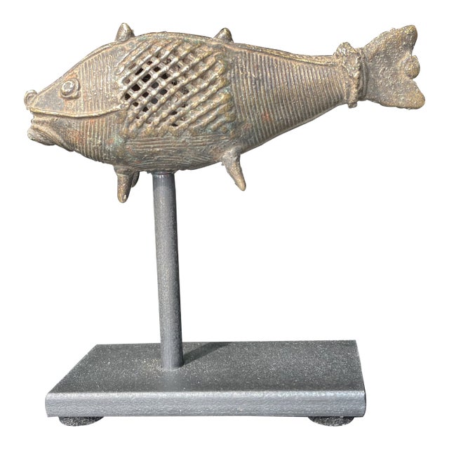 Antique Indian Mounted Bronze Fish Dhokra For Sale