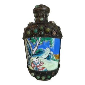 Late 19th Century Stone Inlaid Snuff Bottle