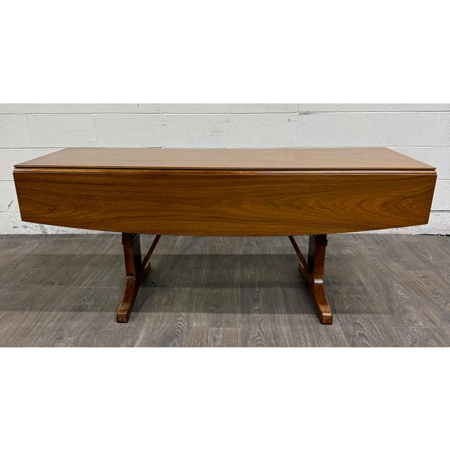 Mid-Century Modern Vintage Mid Century Modern Walnut Convertible Dining and Coffee Trestle Table For Sale - Image 3 of 18
