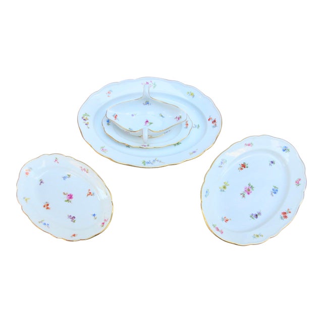 Mid 20th Century Meissen Serving Trays and Sauce Boat- Set of 4 Pieces For Sale