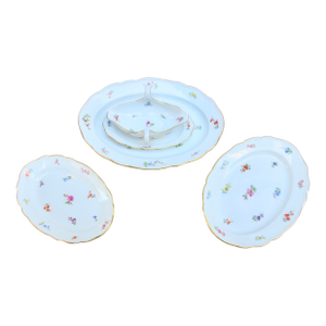 Mid 20th Century Meissen Serving Trays and Sauce Boat- Set of 4 Pieces