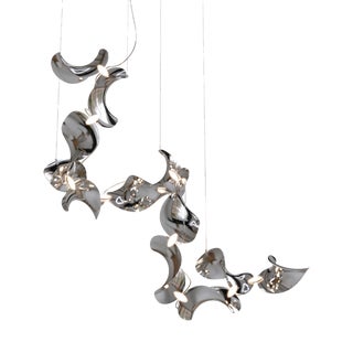 Dune 12 Spiral Pendant Light with Silver Polished Shades by Daniel Becker For Sale