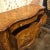 Three drawer Italian walnut shaped chest/console, featuring walnut oyster wood style inlays with rosewood line inlay edge...