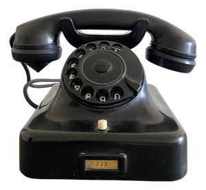 Mid-Century Italian Black Bakelite Table Phone with Handset, 1950