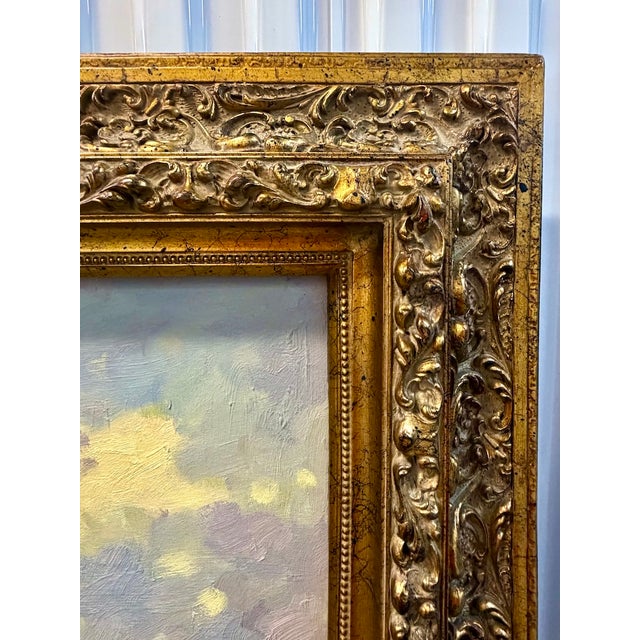 Large Vintage Signed Harbor Scene Painting For Sale - Image 10 of 13