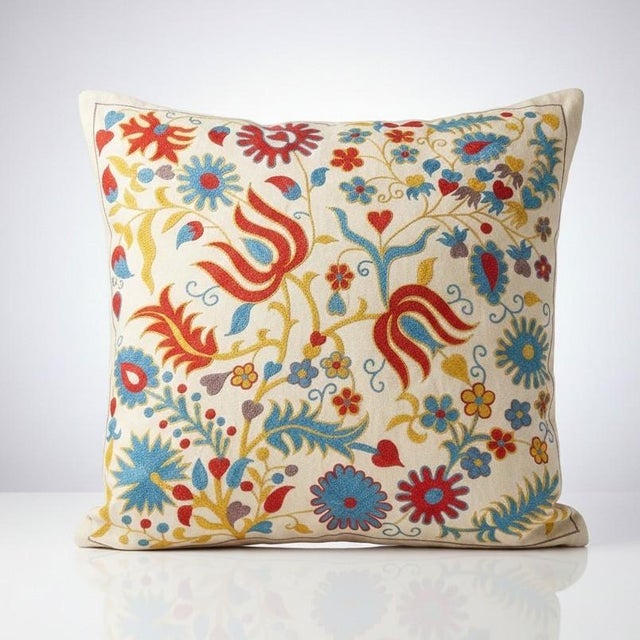 New Hand-Embroidered 100% Silk Cushion Cover – Authentic Uzbek Textile Art Elevate your home décor with this exquisite...