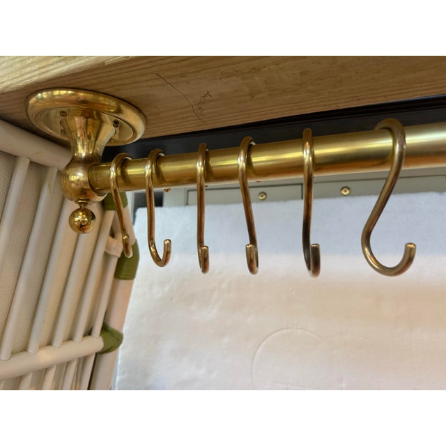 Handcrafted Vintage Solid Brass Hanging Pot Rack For Sale - Image 4 of 12