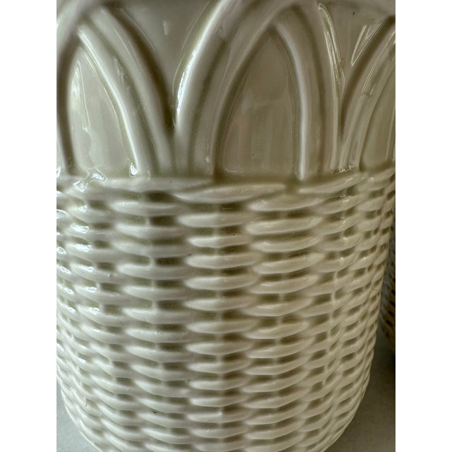 Cream Set of 3 Vintage Canisters With Fruit Basket Design Made by Otagiri For Sale - Image 8 of 12