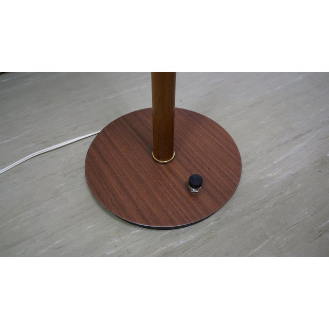 Mid-Century Linen and Teak Floor Lamp attributed to Rupert Nikoll, 1950s For Sale - Image 10 of 12