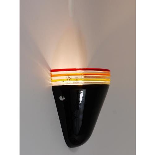 Febo Wall Lamp Sconce in Black Murano Glass by Roberto Pamio for Leucos, Italy, 1980s For Sale - Image 14 of 18