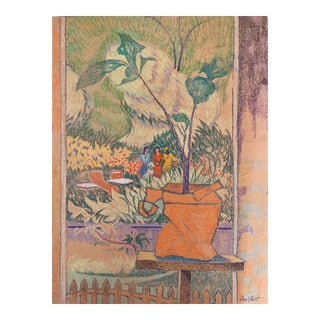 Abstract Floral Pastel on Paper 18" X 24" by Artist David George Van Vliet For Sale