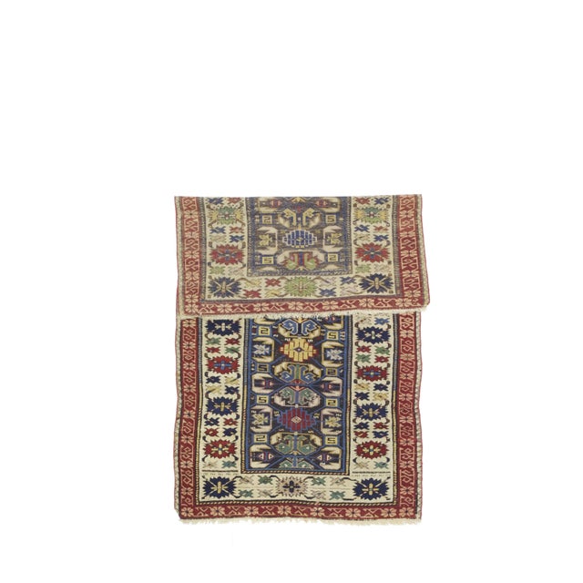 Antique Kuba Zehour Rug 2’11" x 5’5”. Azeri Turks inhabit the Kuba area of the central west Caspian Caucasus and weave a...