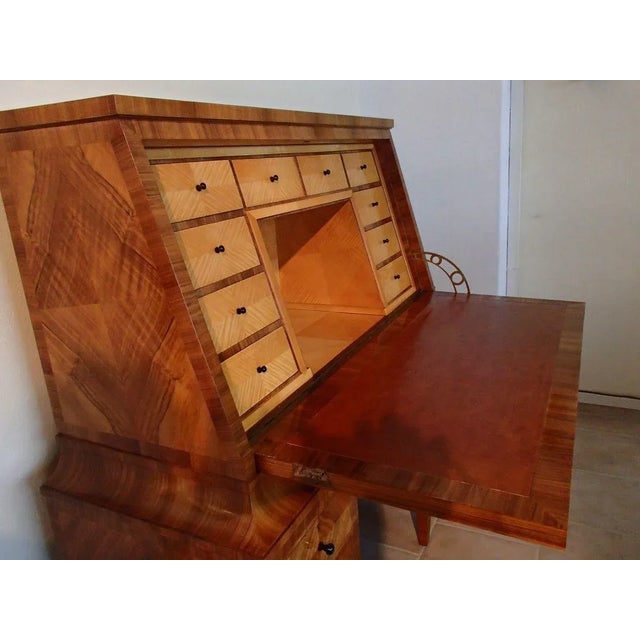 Art Deco Walnut Secretaire with Birch Inlay & 16 Drawers, 1920s For Sale - Image 15 of 18