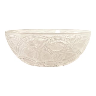 Lalique "Pinsons" Art Deco Frosted Crystal Glass Bowl, Circa 1930s For Sale
