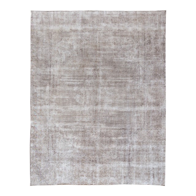 1960s Vintage Persian Distressed Handmade Medallion Gray Wool Rug For Sale