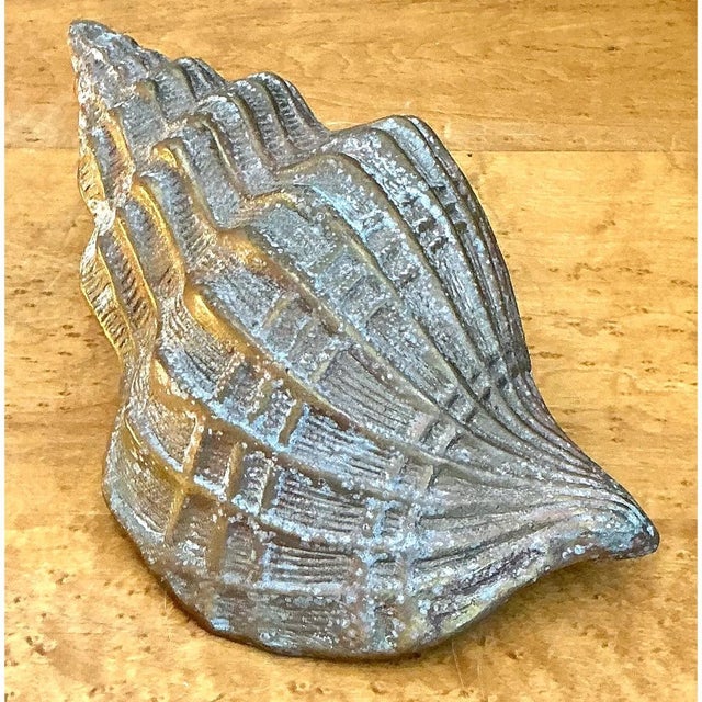 Vintage Patinated Brass Conch Shell For Sale - Image 11 of 12