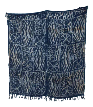 African Bamileke Ndop Indigo Handwoven Cloth Ceremonial Wall Tapestry