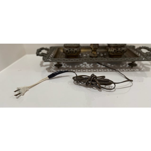 Antique Brass Pen & Ink Desk Set With Integrated Lamp For Sale - Image 18 of 18