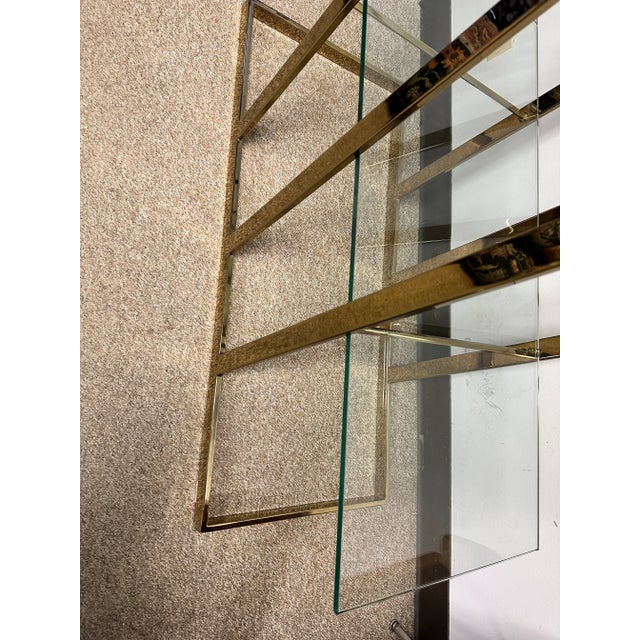 DIA - Design Institute America 1970s Vintage Design Institute of America (Dia) Style Glass Brass Shelving Etagere Bookshelf For Sale - Image 4 of 11