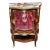 French Louis XV Display Cabinet – Marble Top Vitrine With Gold Leaf Details & Burgundy Velvet Interior For Sale