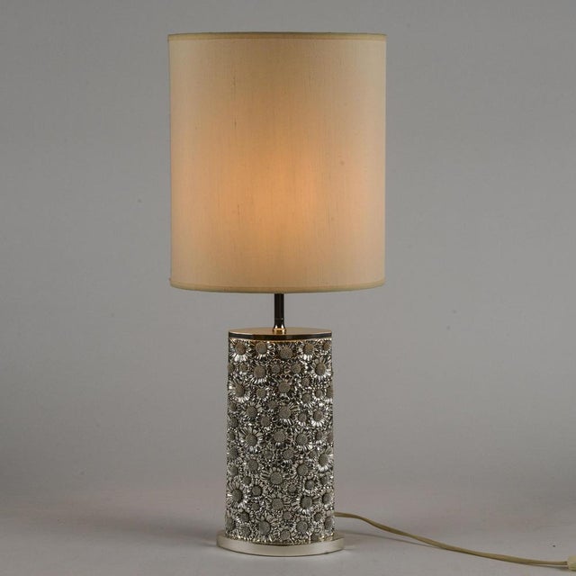 Vintage table lamp in laminated silver metal working with hood produced by stilarte measures 25 x 18 x h 60 category lamps...